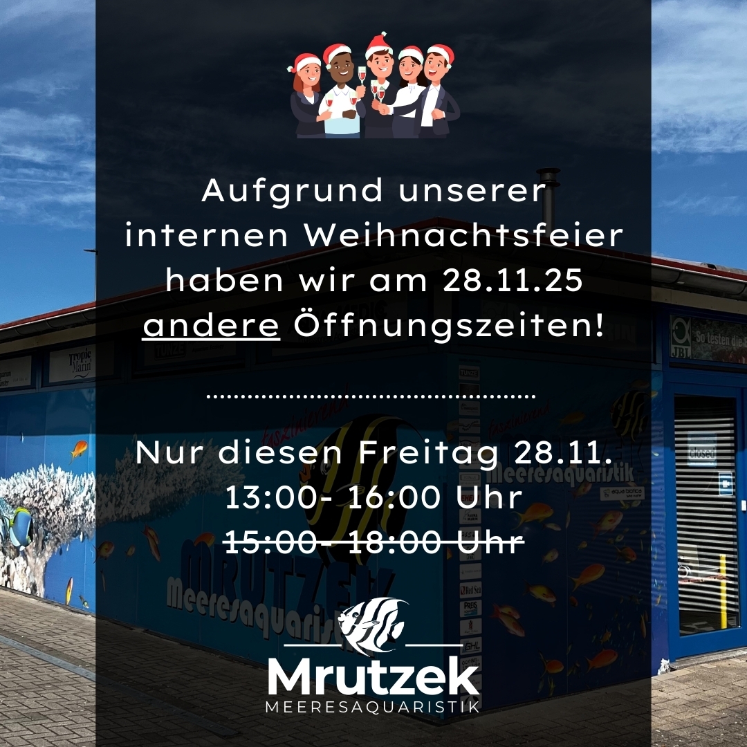 Meeresaquaristik News: Geänderte Öffnungszeiten am Freitag 28.11.25